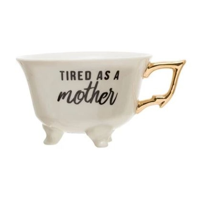 Stoneware Footed Teacup with Saying