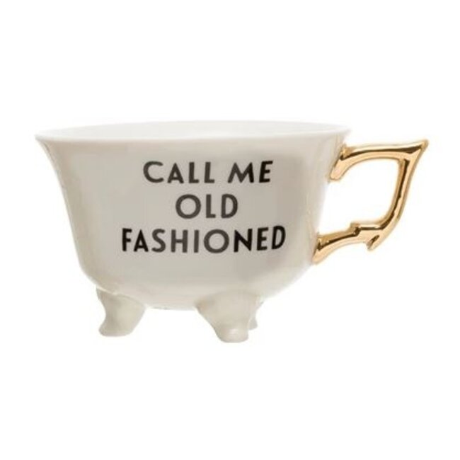 Stoneware Footed Teacup with Saying