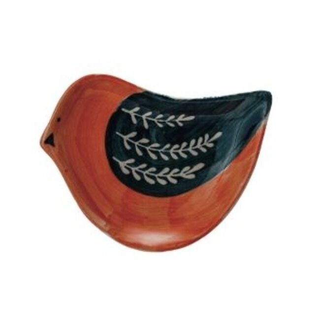 Hand Painted Stoneware Bird Shaped Dish