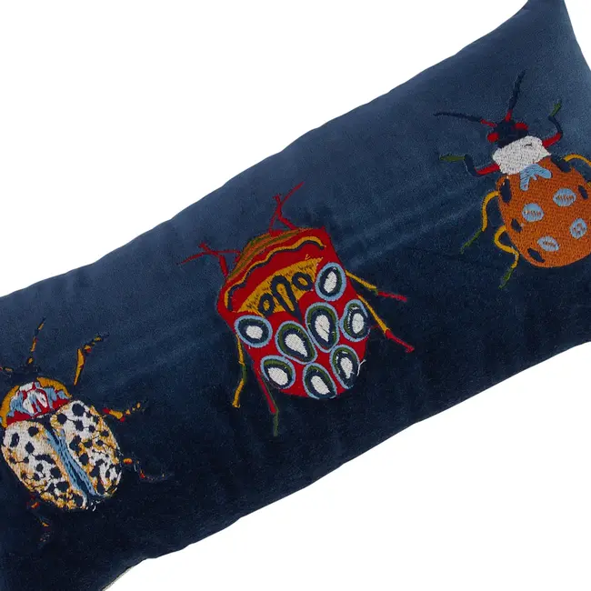 Velvet Pillow with Beetles