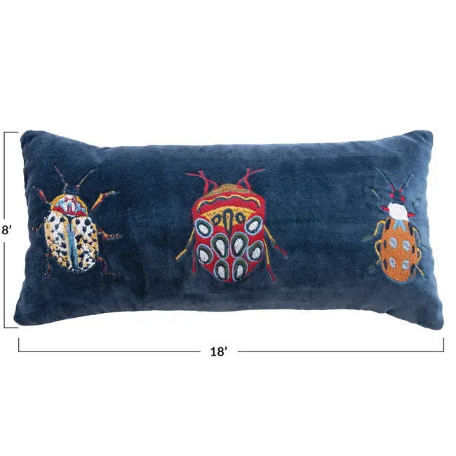 Velvet Pillow with Beetles