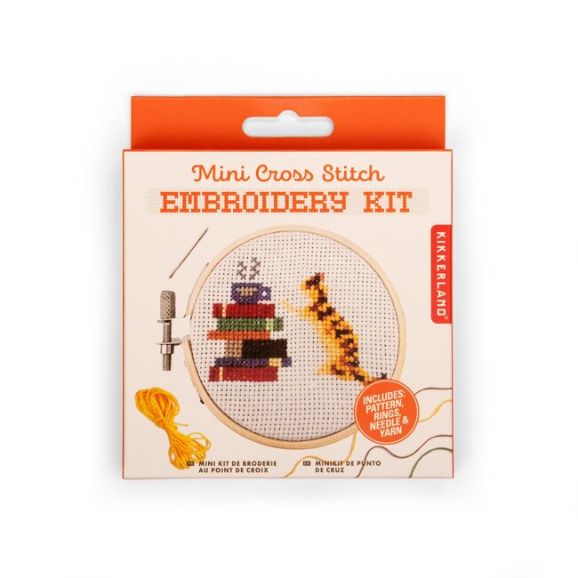 Mini Cross Stitch Kit Cat With Books