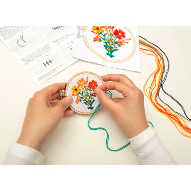 Mini Cross Stitch Kit Flowers