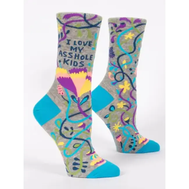 Blue Q Crew Socks-Love My Asshole Kids