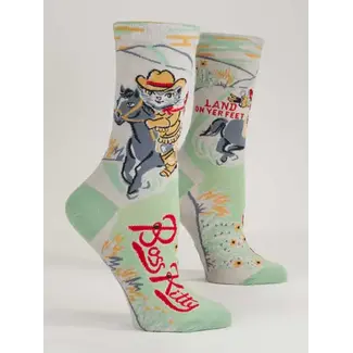 Blue Q Boss Kitty Women's Crew Socks