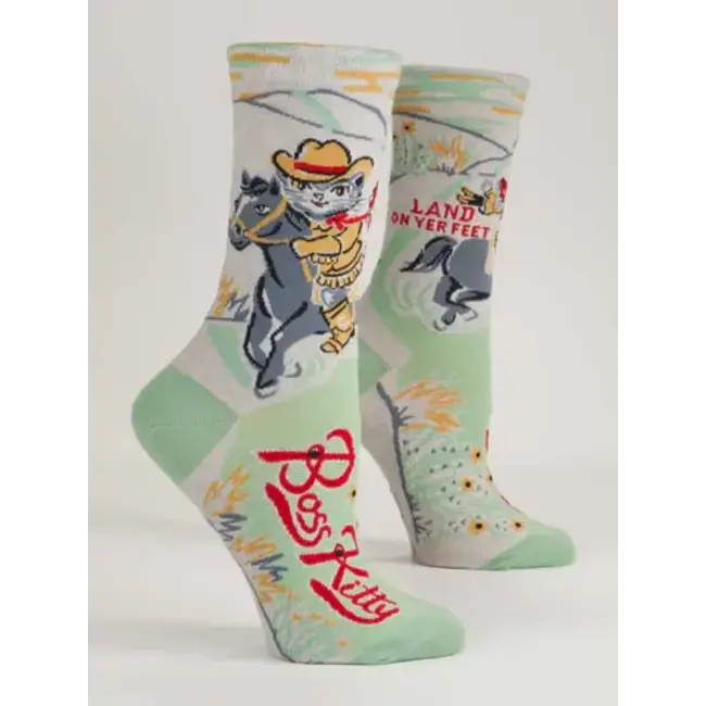 Blue Q Boss Kitty Women's Crew Socks