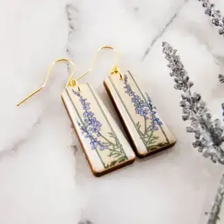 No Man's Land Vintage Art Deco Delphinium Flower Tapered Earrings