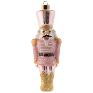 Nutcracker Mercury Glass Ornament Pink