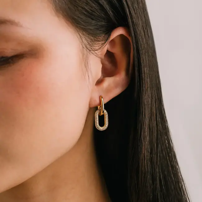 Lover’s Tempo Solana Paperclip Drop Hoop Earrings - Gold