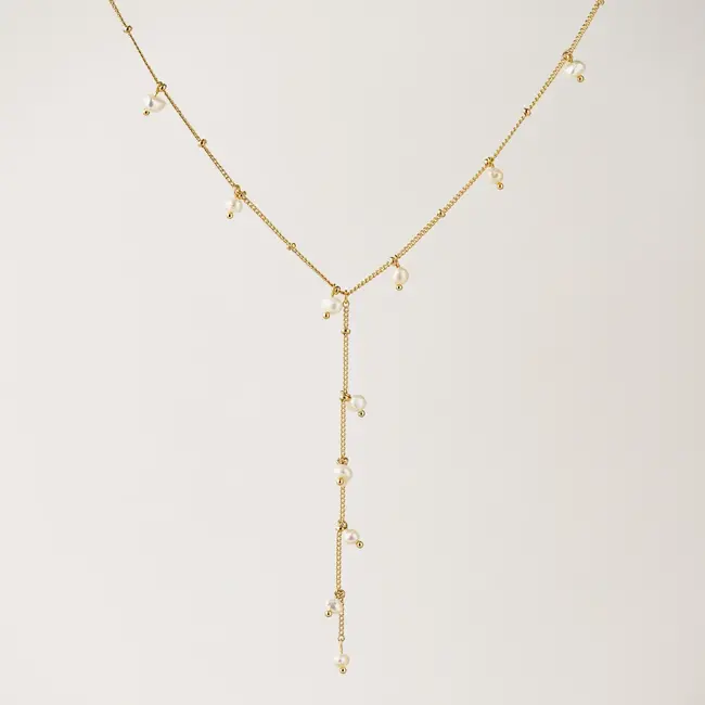 Lover’s Tempo Dot Lariat Pearl Necklace