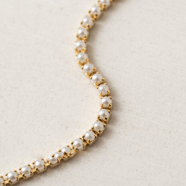 Lover’s Tempo Tennis Necklace Pearl - Gold