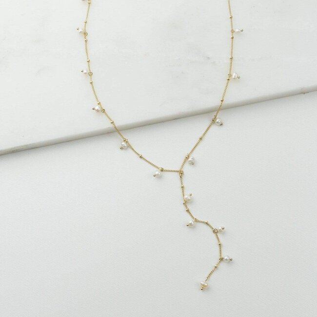 Lover’s Tempo Dot Lariat Pearl Necklace