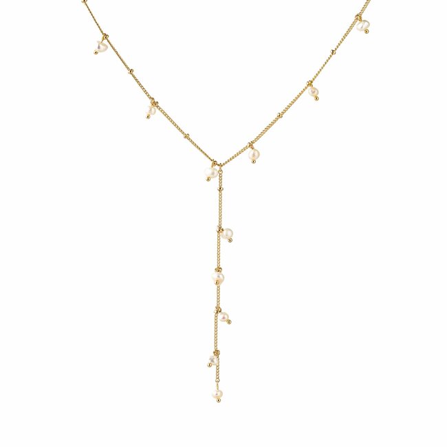Lover’s Tempo Dot Lariat Pearl Necklace