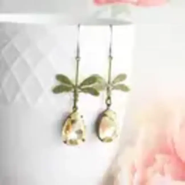 A Pocket of Posies Dragonfly Earrings Green Patina Long