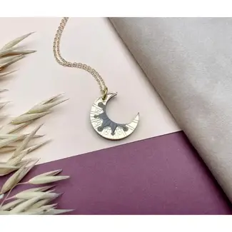 Rosa Pietsch Aurora Moon Pendant Necklace - Gold & Slate Marble