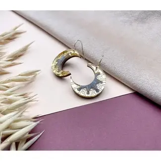 Rosa Pietsch Aurora Moon Drop Earrings - Gold & Slate