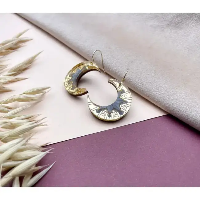 Rosa Pietsch Aurora Moon Drop Earrings - Gold & Slate