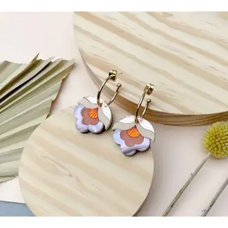 Rosa Pietsch Anna Retro Flower Hoop Earrings: Pink Sky