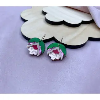 Rosa Pietsch Nell Retro Flower Drop Earrings : Pink
