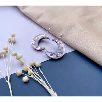 Rosa Pietsch Aurora Moon Drop Earrings - Lilac & Galaxy Marble