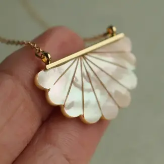 Silk Purse, Sow's Ear Mother of Pearl Scallop Necklace