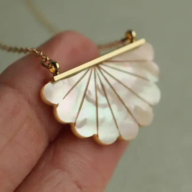 Silk Purse, Sow's Ear Mother of Pearl Scallop Necklace