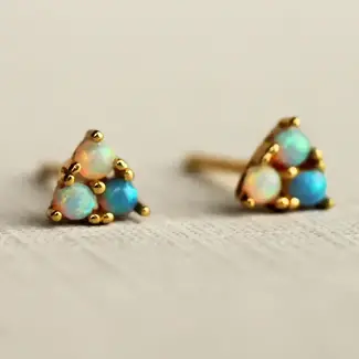 Silk Purse, Sow's Ear Turquoise Trio Opal Stud Earrings