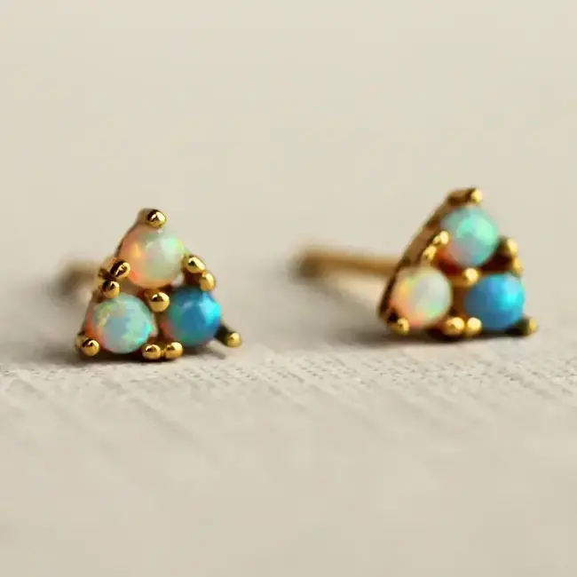 Silk Purse, Sow's Ear Turquoise Trio Opal Stud Earrings