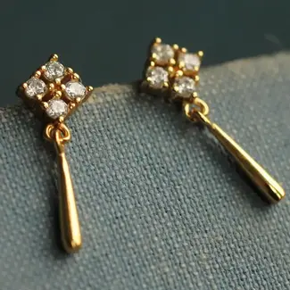 Silk Purse, Sow's Ear Edwardian Gold Drop Stud Earrings