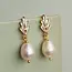 Silk Purse, Sow's Ear Art Deco Freshwater Pearl Earrings Gold