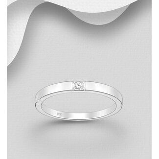 Sterling Sterling Silver Band with Cubic Zirconia