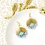 Chenoha Studio Cherry Flower Earrings - Gold, Mint, Light Blue Leather