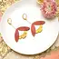 Chenoha Studio Ginkgo Flower Earrings – Terracotta and Yellow Leather