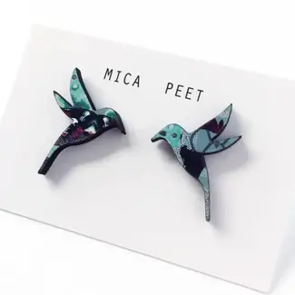 MicaPeet Hummingbird Stud Earrings in Blue