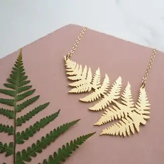 MicaPeet Statement Gold Fern Leaf Necklace