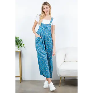 Luci - Floral Overalls in Blue