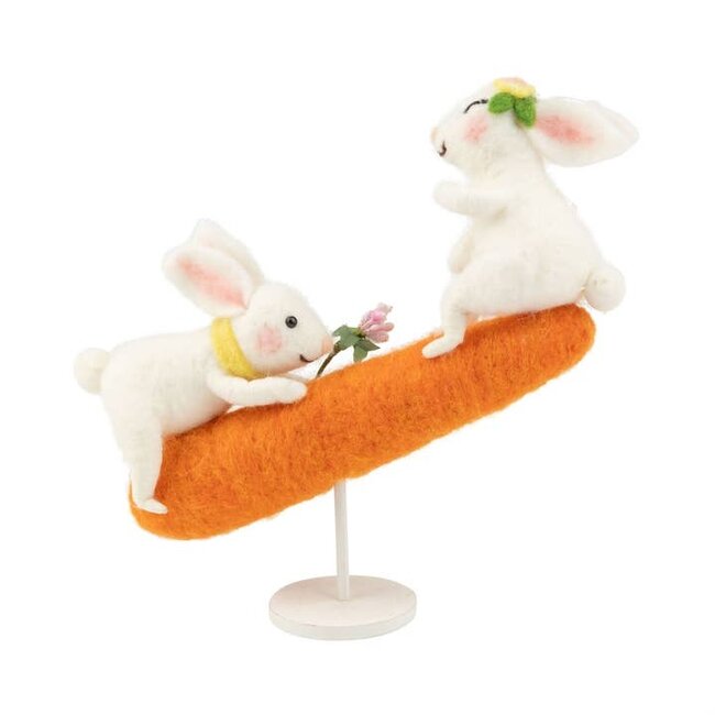 Felt Bunnies on Carrot Teetertotter Table Piece