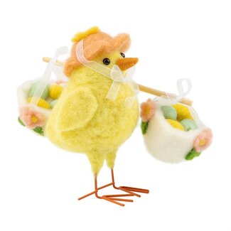 Felt Chick Carrying Egg Filled Baskets