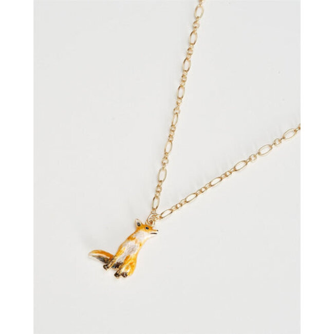 Fable England Enamel Fox Short Necklace