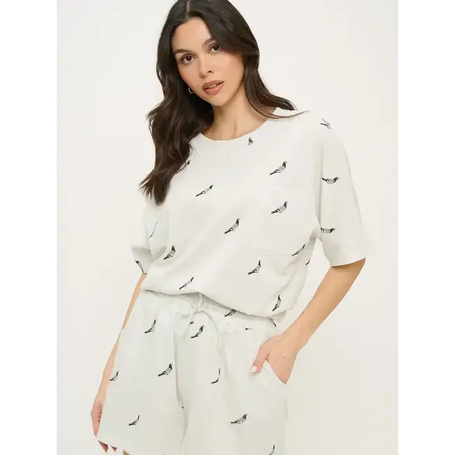 Pigeon Print Relaxed Fit T-Shirt