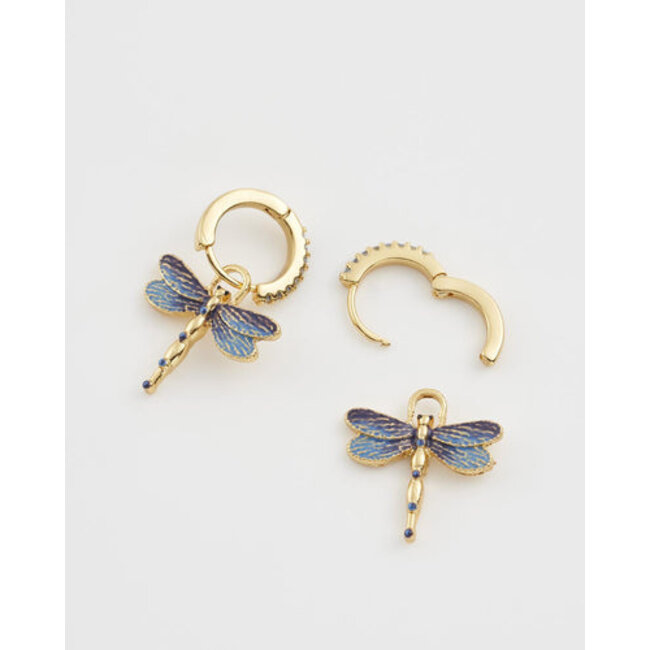 Fable England Dragonfly Charm Huggie Earrings