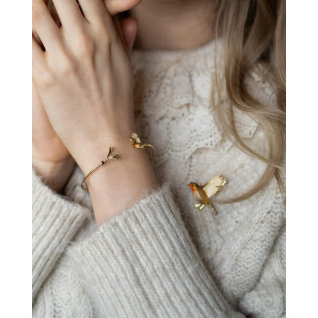 Fable England Enamel Flying Robin Brooch