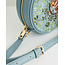Fable England Chloe Circle Purse Embroidered Dormouse - Blue