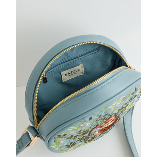 Fable England Chloe Circle Purse Embroidered Dormouse - Blue