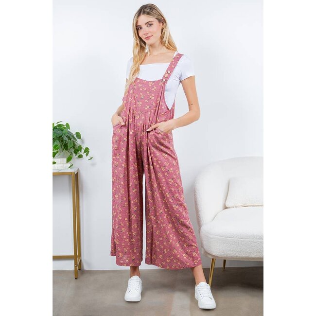 Luci - Floral Overalls in Pink