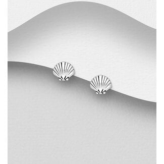 Sterling Sterling Oxidized Shell Studs