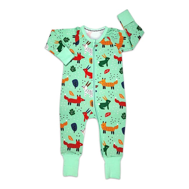 Foxes, Green Baby Pajamas