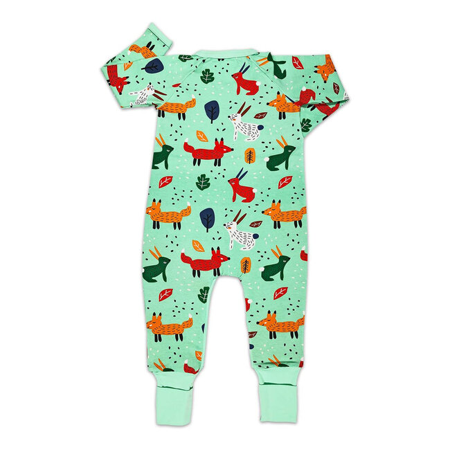 Foxes, Green Baby Pajamas