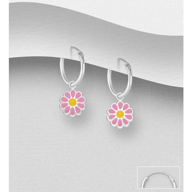 Sterling Sterling Enamel Flower Hoops (more colours)