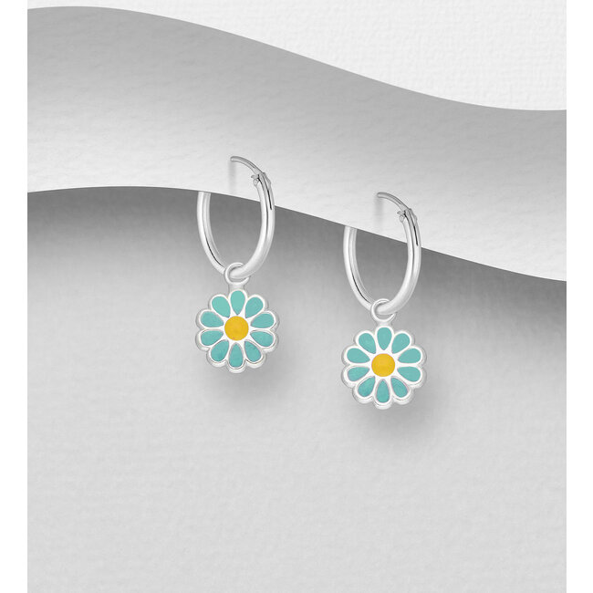 Sterling Sterling Enamel Flower Hoops (more colours)